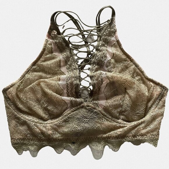 COPY - Victoria's Secret Lace-Up High Neck Bralette Size Small - EUC (Like New) - Picture 1 of 4